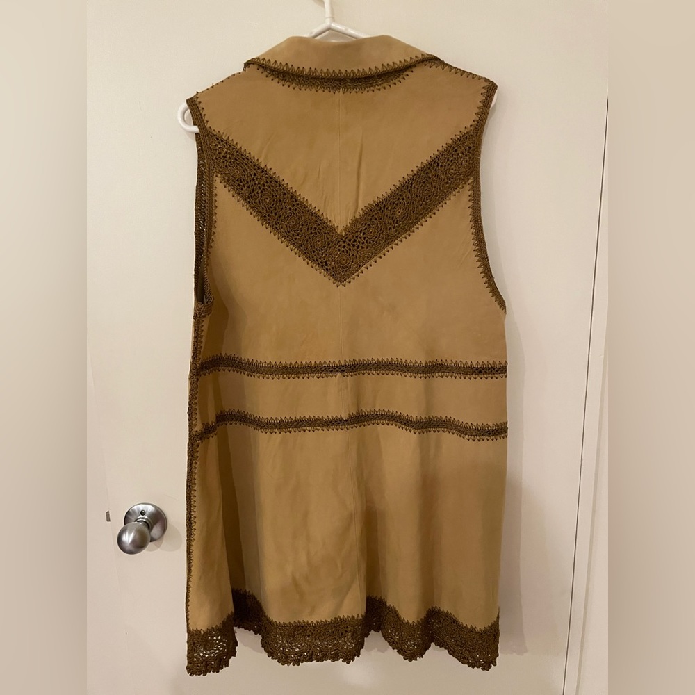 Free People suede Mini Dress vest duster crochet NEW - Picture 9 of 10